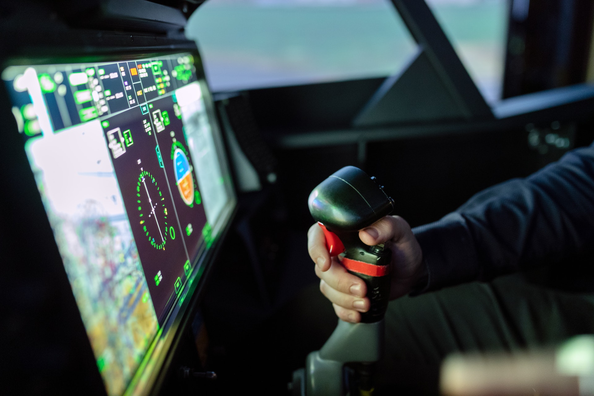 workstation running a flight simulator
